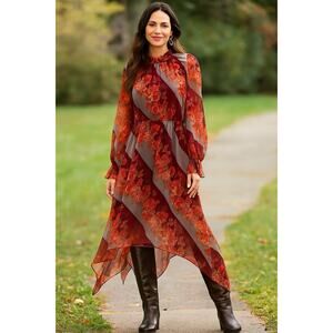 Soft Surroundings Boho Romantic asymmetrical Autumn whimsical long Dress Size-M